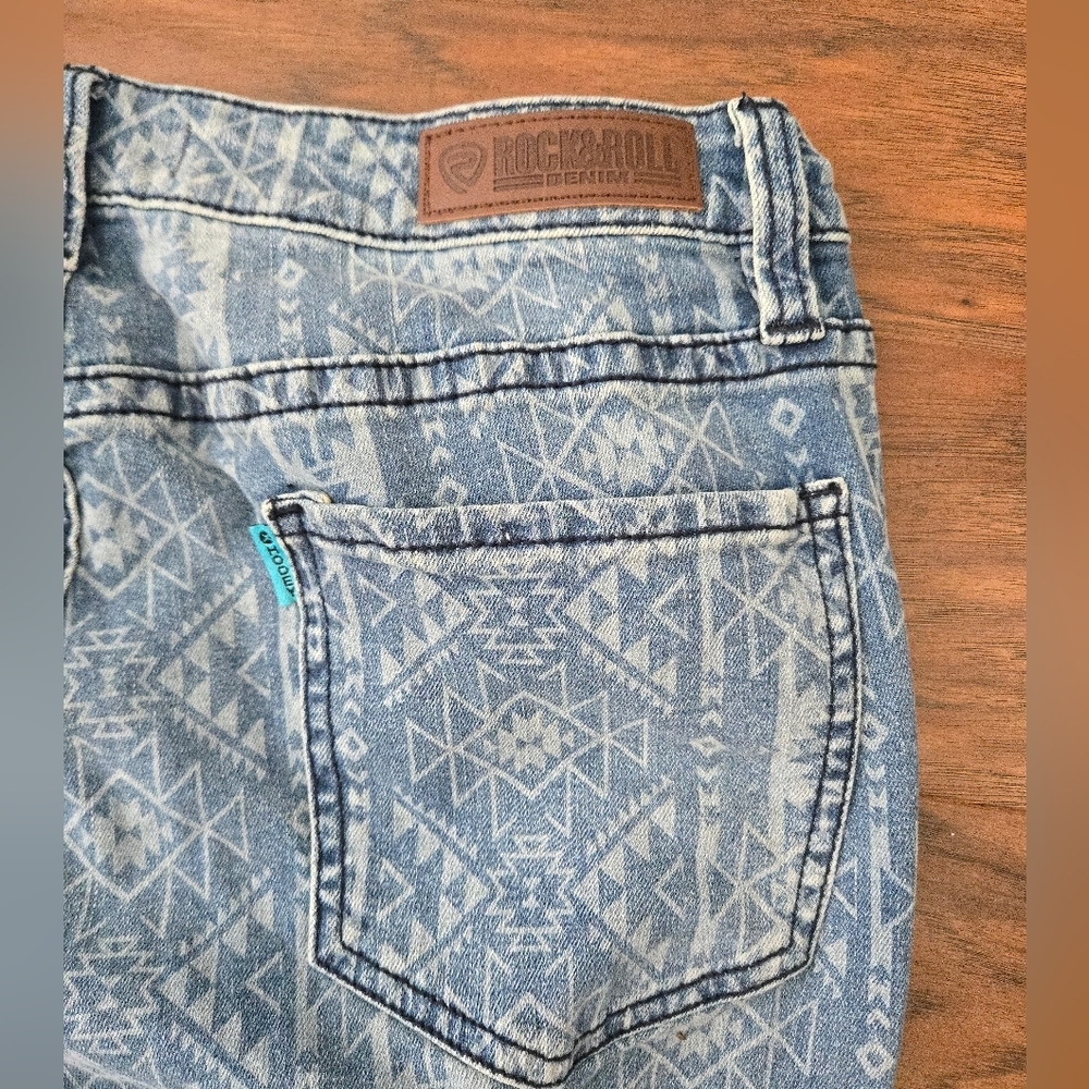 Rock And Roll Hooey Aztec High Rise Trouser Jeans Womens Size 33x32 Western - Picture 3 of 10